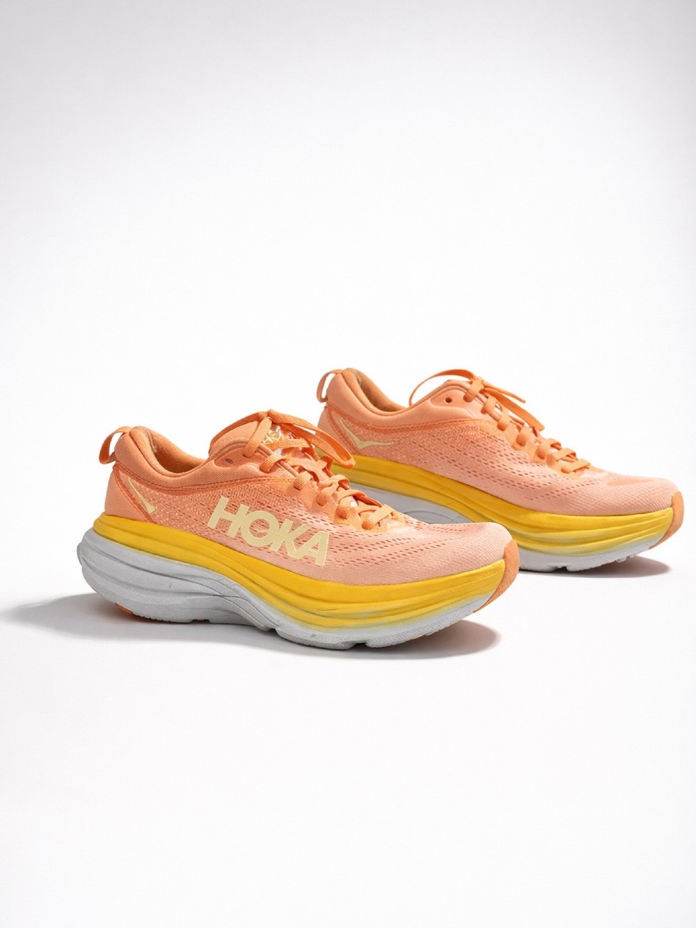 Hoka Women's Peach and Yellow Performance Running Shoes